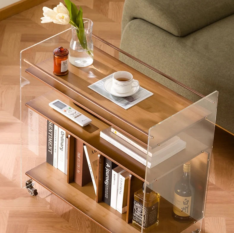Modern Acrylic Bar Cart Mobile Side Table for Versatile Storage