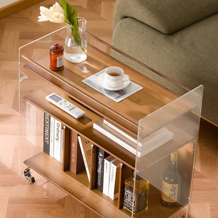Modern Acrylic Bar Cart Mobile Side Table for Versatile Storage