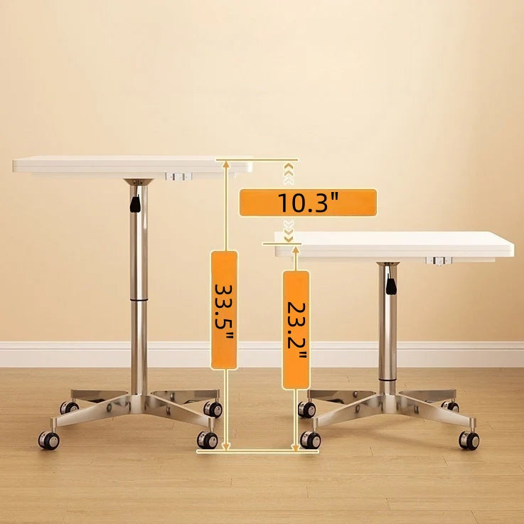 White Folding Accent Table Height Adjustable Square Side Table