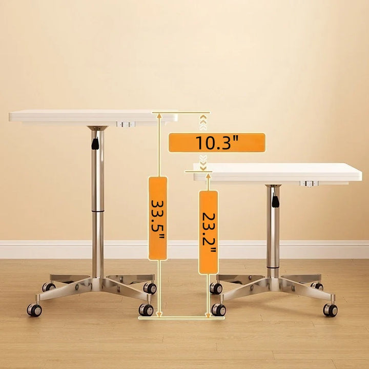 White Folding Accent Table Height Adjustable Square Side Table