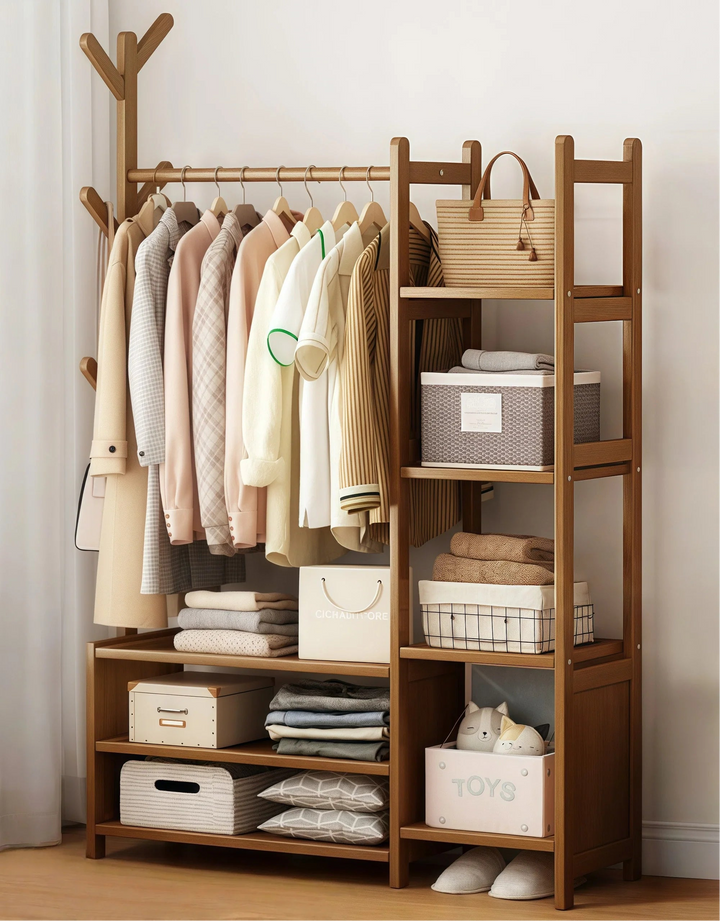 Solid Closet Storage Rack Freestanding Coat Rack Organizer