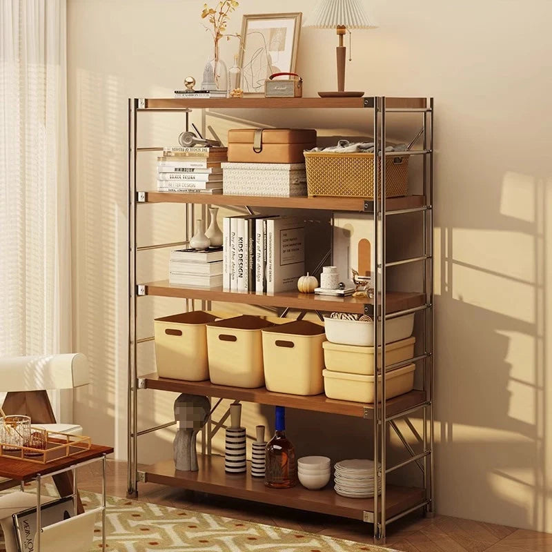 Mid Century Wood Storage Rack Multi Shelf Organizer