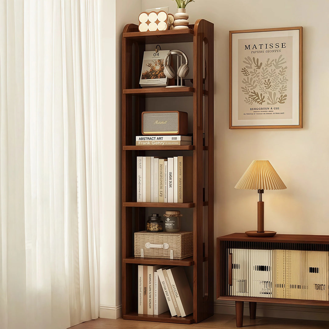 Solid Wood Multi-Tier Corner Bookshelf Freestanding Bookcase
