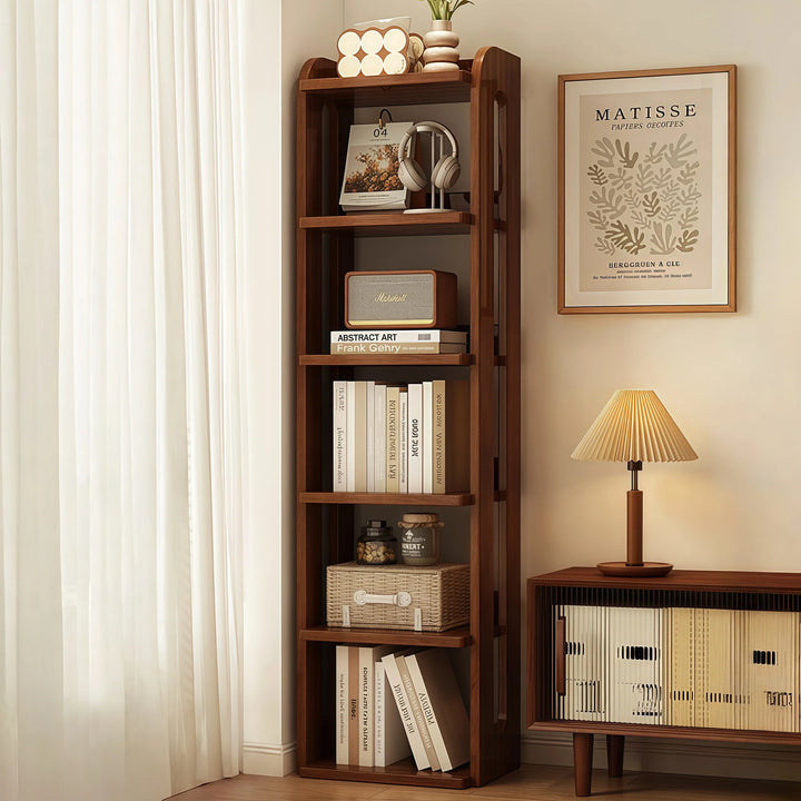 Solid Wood Multi-Tier Corner Bookshelf Freestanding Bookcase