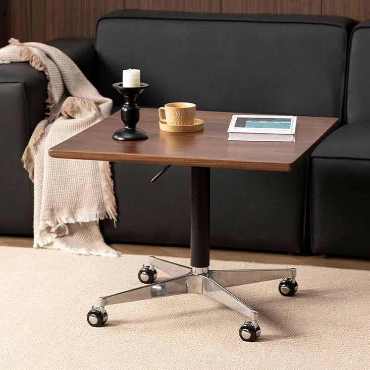 Solid Wood Folding Accent Table Liftable Table with Drawer