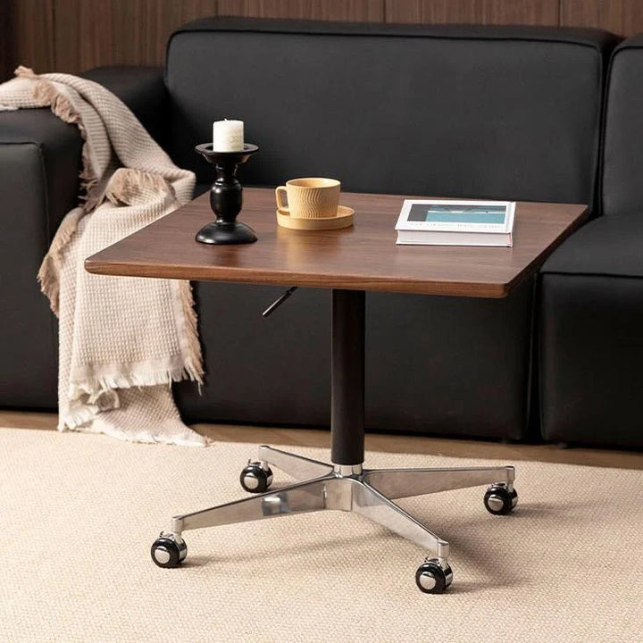 Solid Wood Folding Accent Table Liftable Table with Drawer