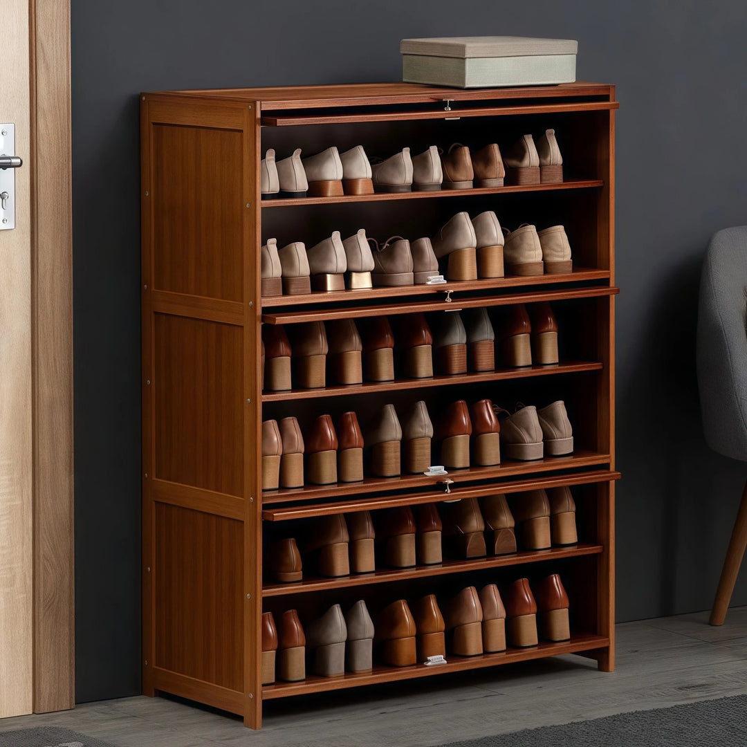 Multi-Tier Shoe Storage Cabinet Entryway Flipping Shoe Rack