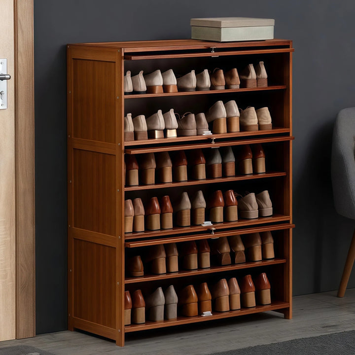 Multi-Tier Shoe Storage Cabinet Entryway Flipping Shoe Rack