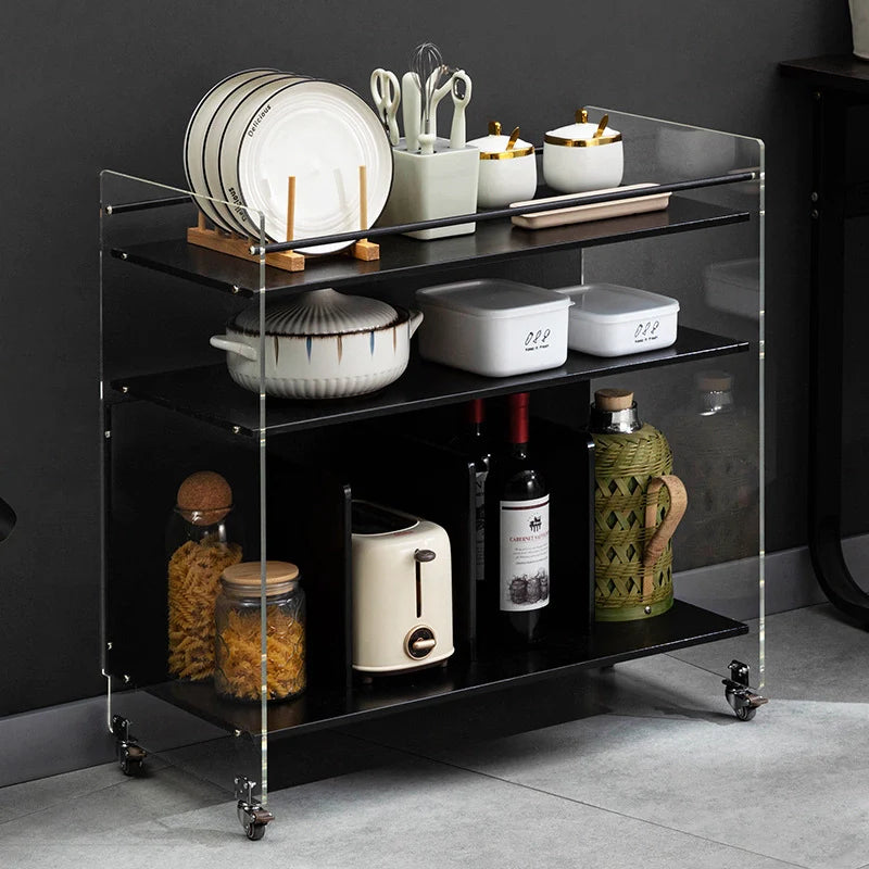 Modern Acrylic Bar Cart Mobile Side Table for Versatile Storage