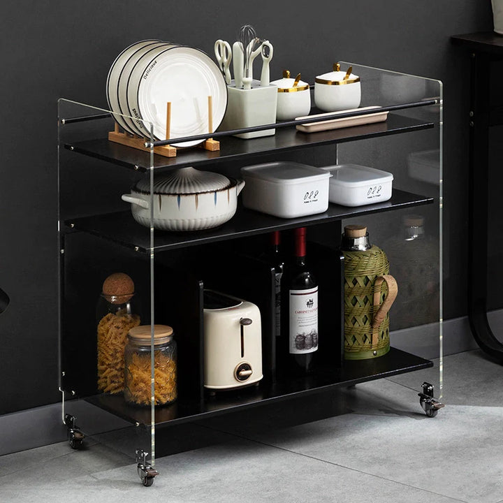 Modern Acrylic Bar Cart Mobile Side Table for Versatile Storage