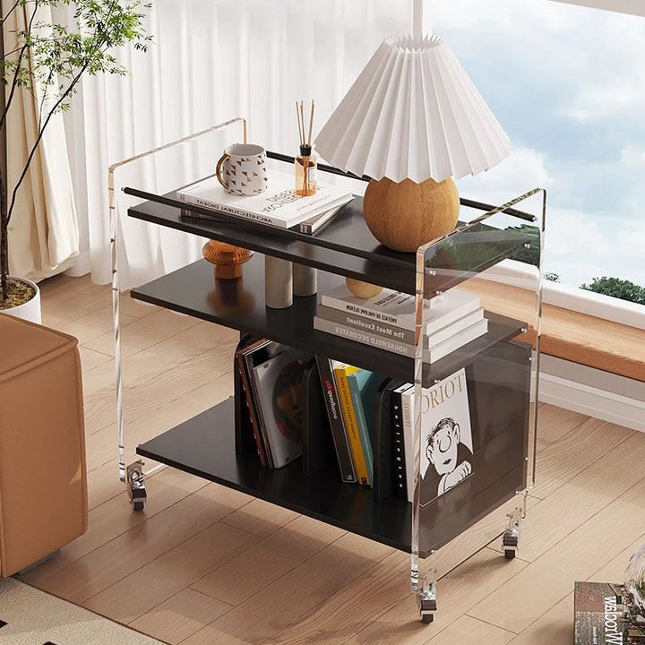 Modern Acrylic Bar Cart Mobile Side Table for Versatile Storage