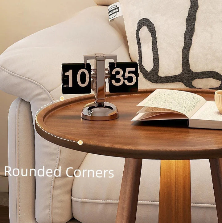 Solid Wood 2-Shelf Round Side Table Square Sofa Table