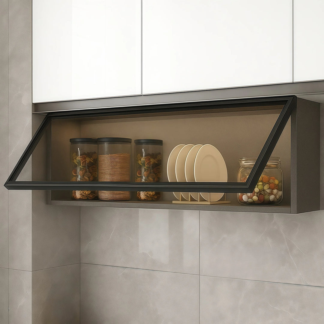 Solid Wood Wall Kitchen Cabinet Simple Glass Rack