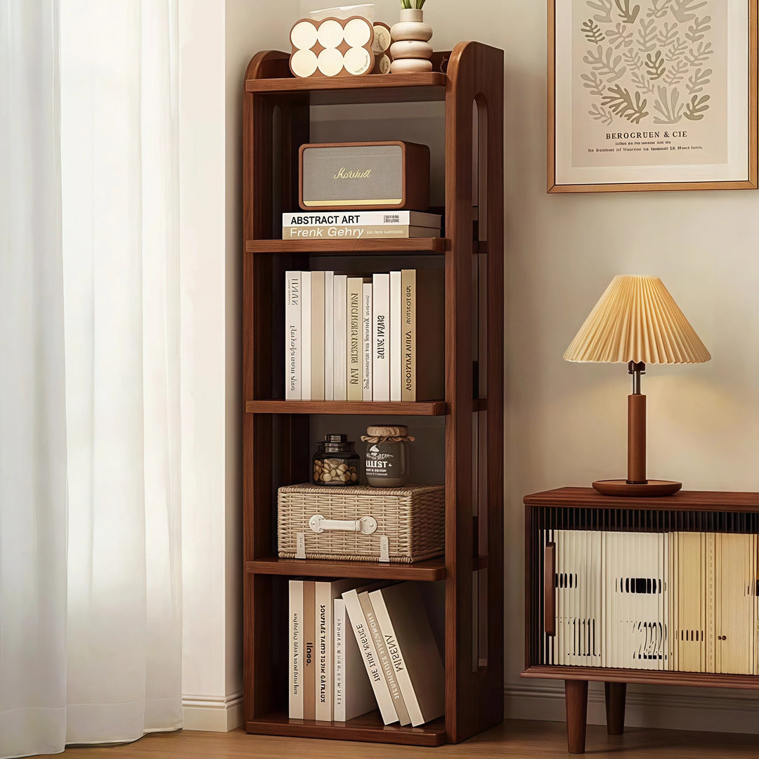 Solid Wood Multi-Tier Corner Bookshelf Freestanding Bookcase