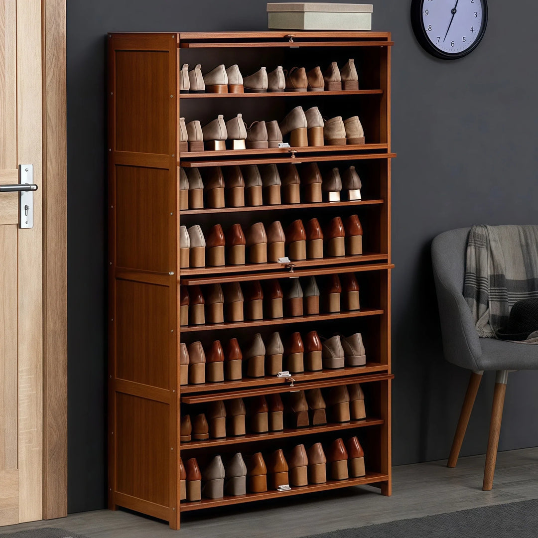 Multi-Tier Shoe Storage Cabinet Entryway Flipping Shoe Rack
