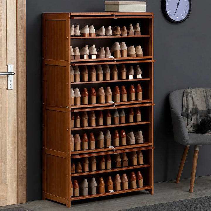 Multi-Tier Shoe Storage Cabinet Entryway Flipping Shoe Rack