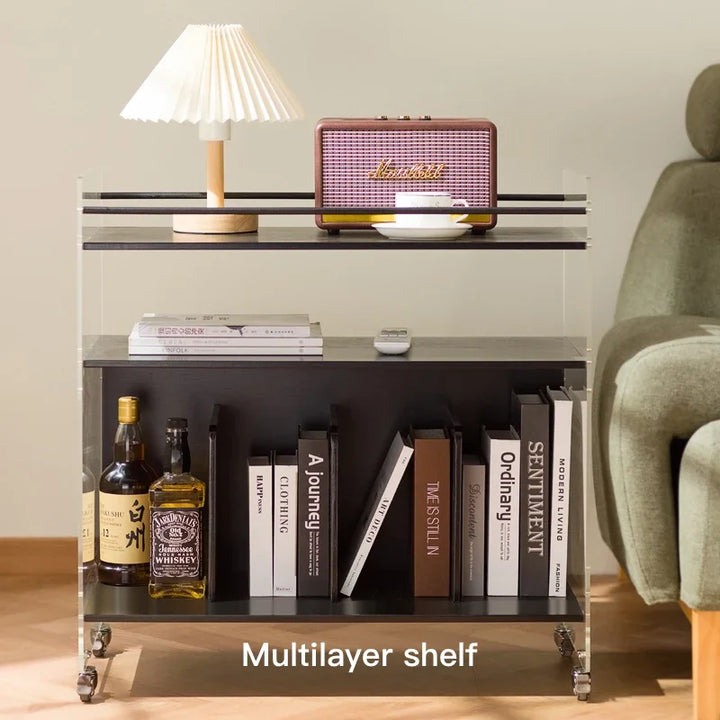 Modern Acrylic Bar Cart Mobile Side Table for Versatile Storage
