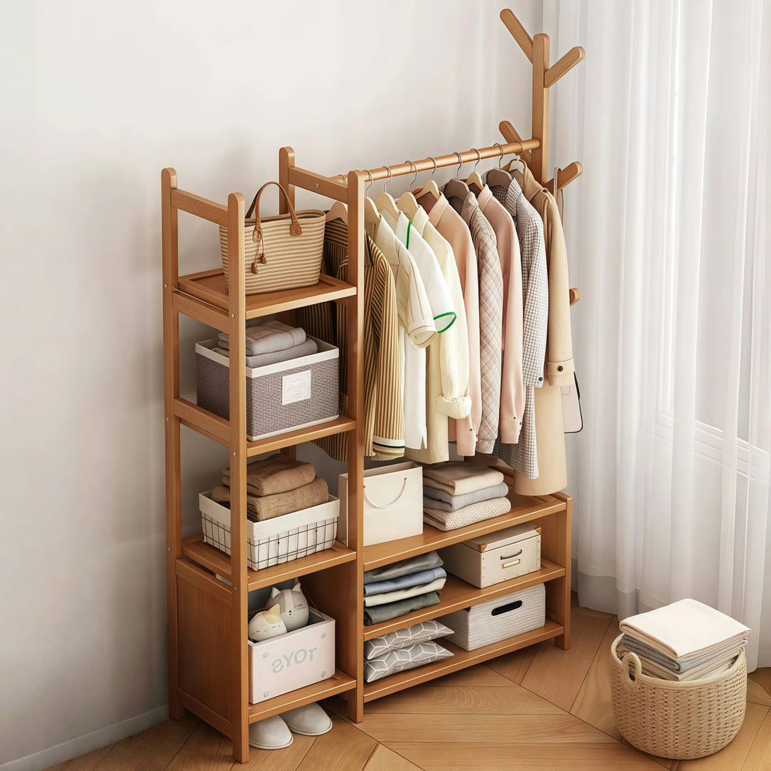 Solid Closet Storage Rack Freestanding Coat Rack Organizer