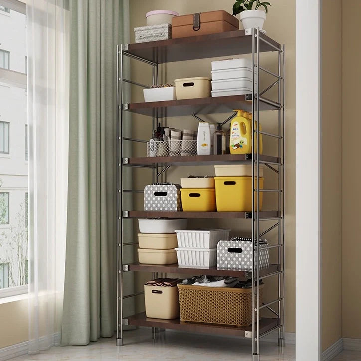 Mid Century Wood Storage Rack Multi Shelf Organizer