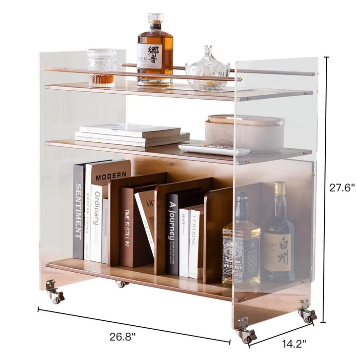 Modern Acrylic Bar Cart Mobile Side Table for Versatile Storage