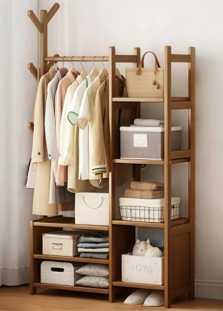 Solid Closet Storage Rack Freestanding Coat Rack Organizer