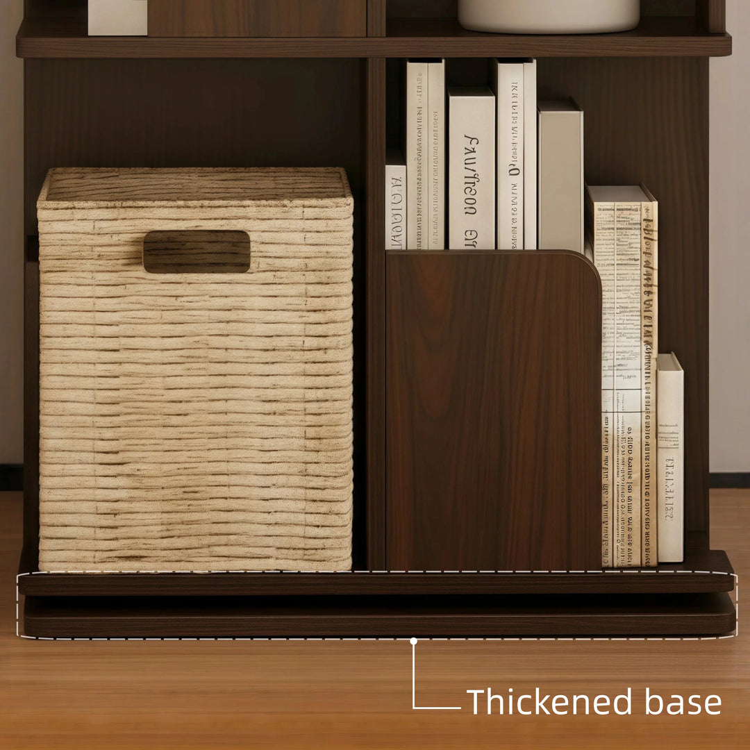 Wooden Rotating Bookcase Tall Freestanding Bookshelf