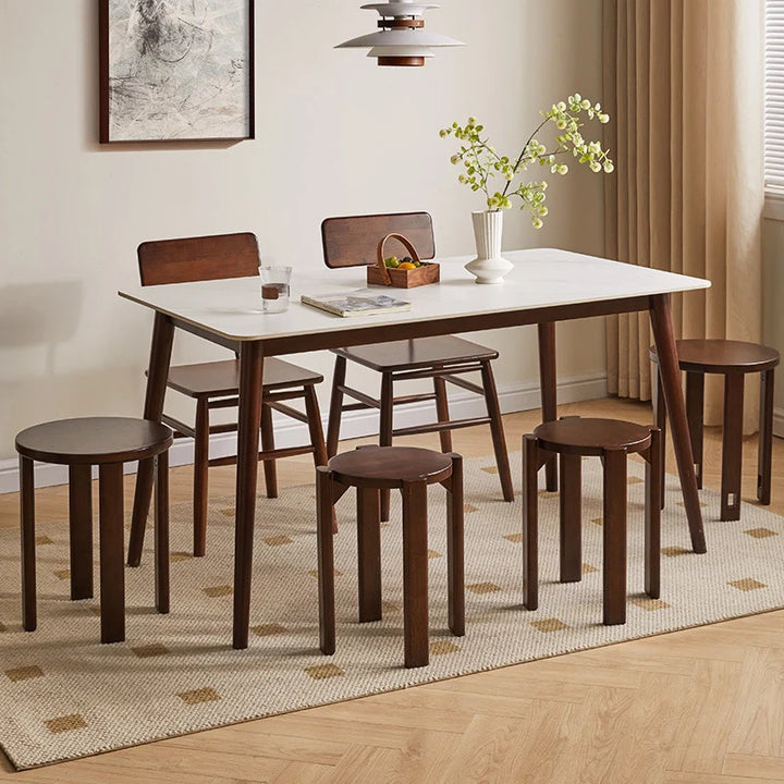 Solid Wood Round Stackable Stool Combination Side Table