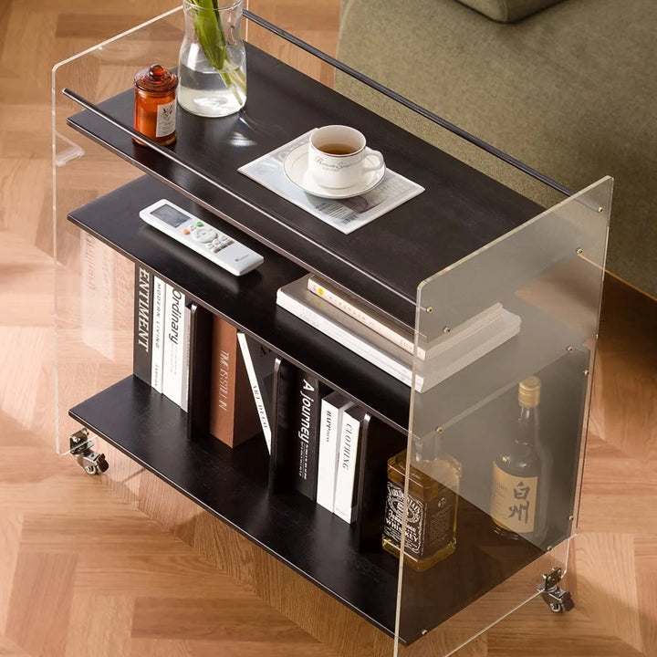 Modern Acrylic Bar Cart Mobile Side Table for Versatile Storage