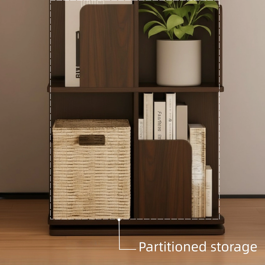 Wooden Rotating Bookcase Tall Freestanding Bookshelf