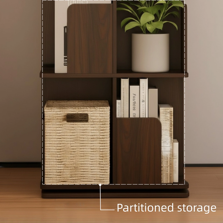 Wooden Rotating Bookcase Tall Freestanding Bookshelf