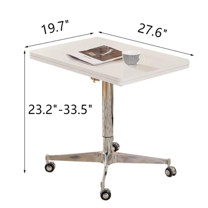 White Folding Accent Table Height Adjustable Square Side Table