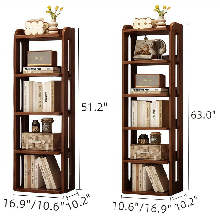 Solid Wood Multi-Tier Corner Bookshelf Freestanding Bookcase
