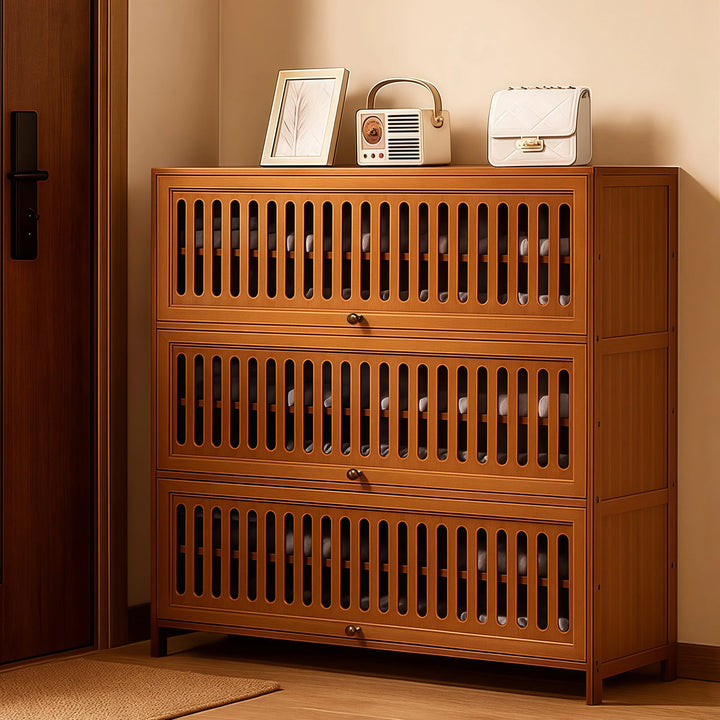 Entryway Flipping Door Shoe Storage Cabinet Freestanding Shoe Rack