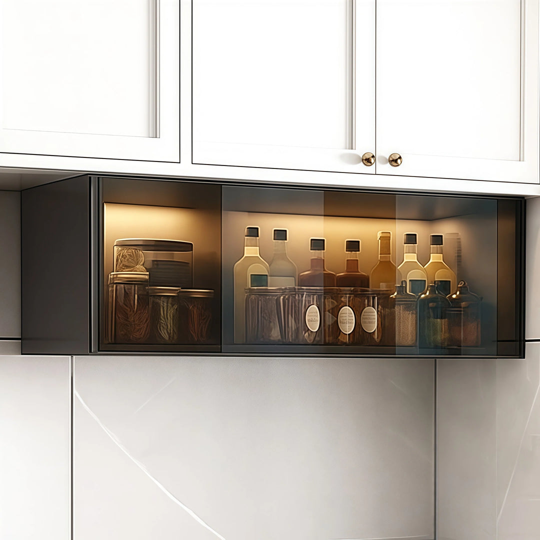 Solid Wood Wall Kitchen Cabinet Simple Glass Rack