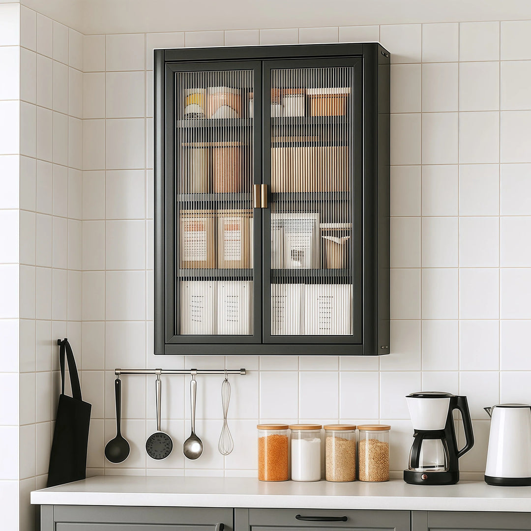 Modern Wall Mounted Spice Cabinet with Adjustable Shelves