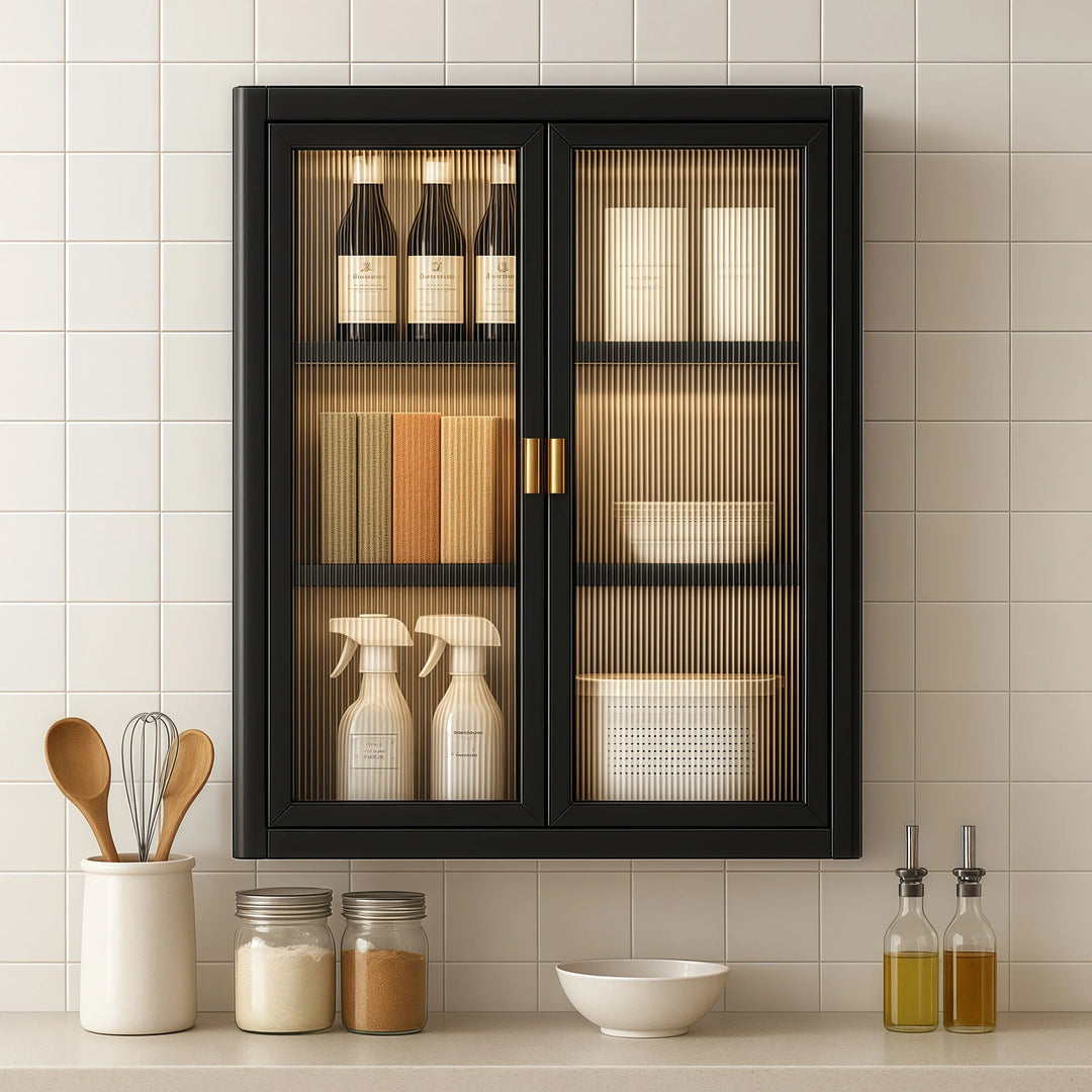 Modern Wall Mounted Spice Cabinet with Adjustable Shelves