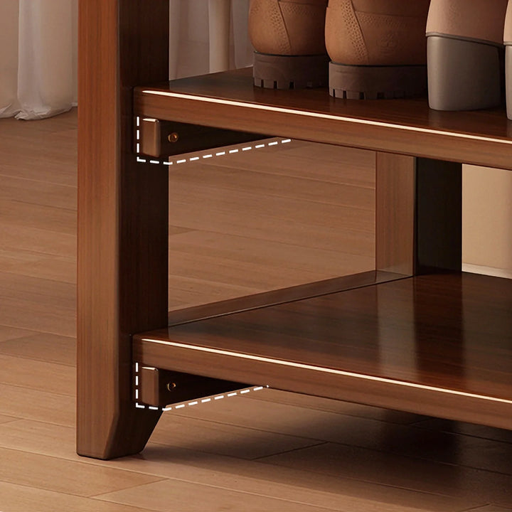 Solid Wood Rattan Shoe Storage Bench Entryway Shoe Rack