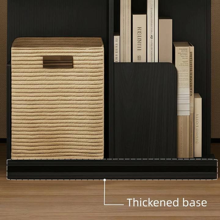 Wooden Rotating Bookcase Black Tall Square Bookshelf