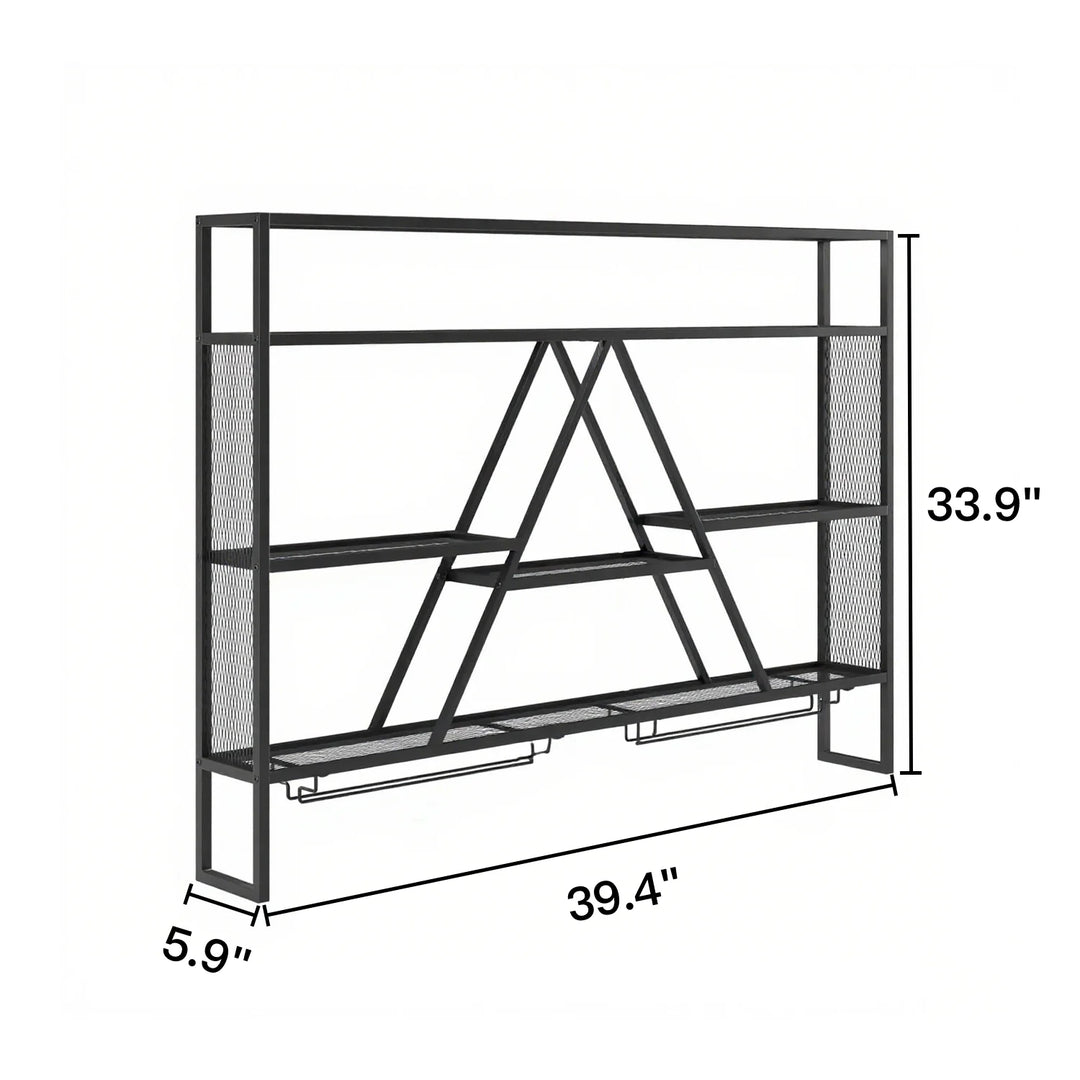 Wall Mount Multi-Tier Metal Wine Rack with Bottle Rack