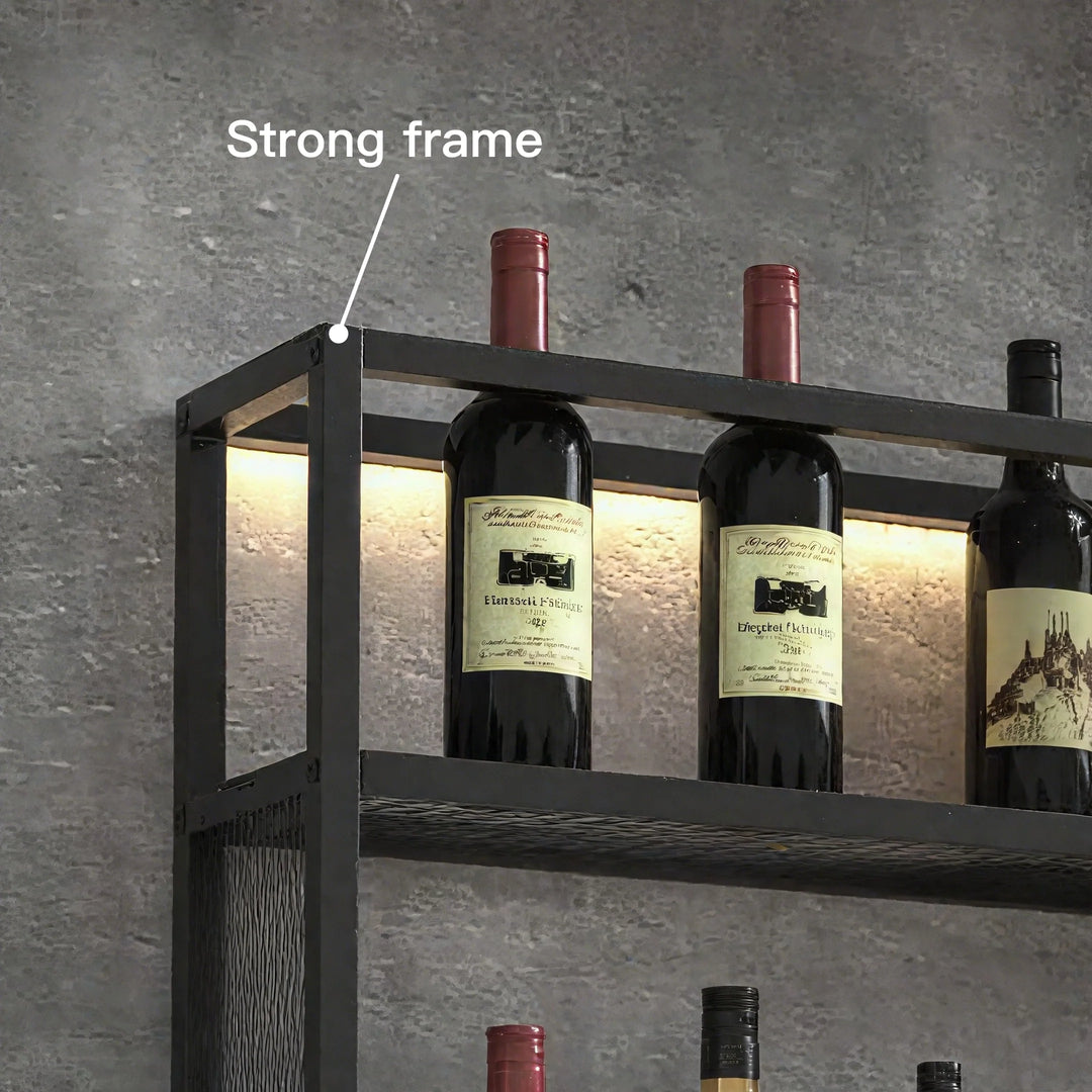 Wall Mount Multi-Tier Metal Wine Rack with Bottle Rack