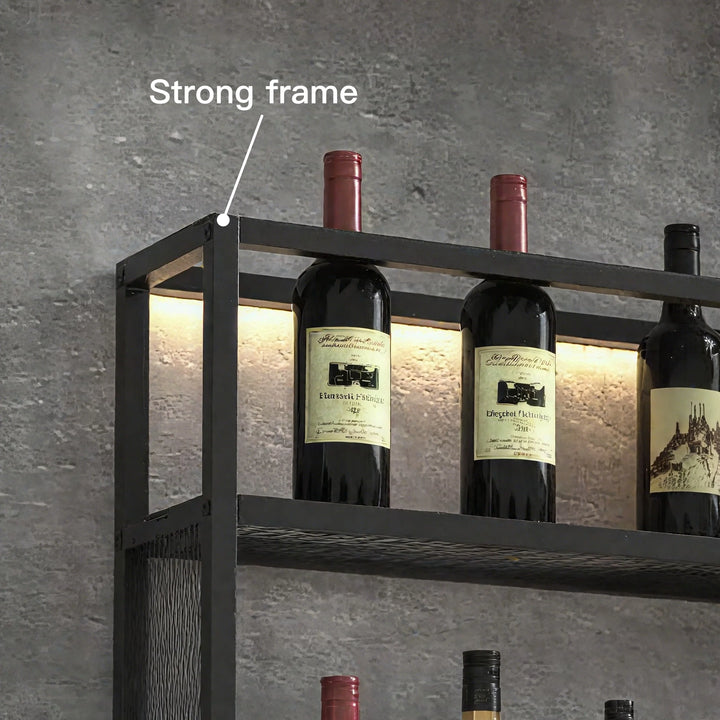 Wall Mount Multi-Tier Metal Wine Rack with Bottle Rack