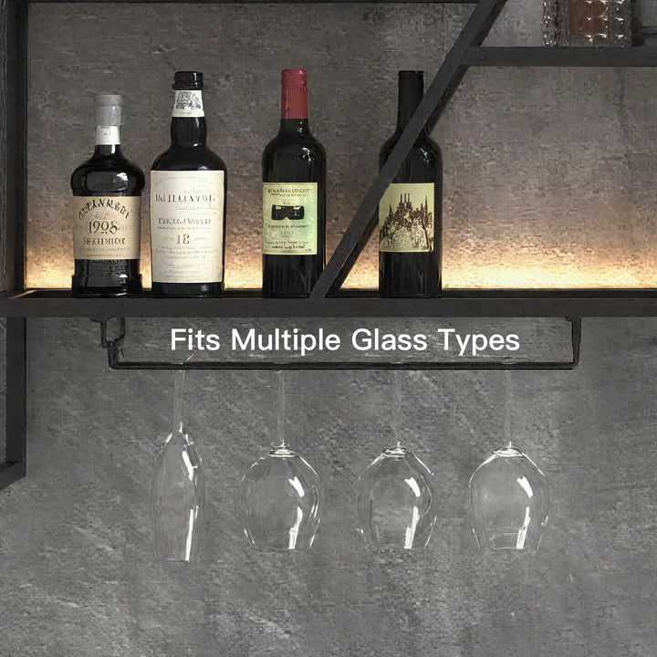 Wall Mount Multi-Tier Metal Wine Rack with Bottle Rack