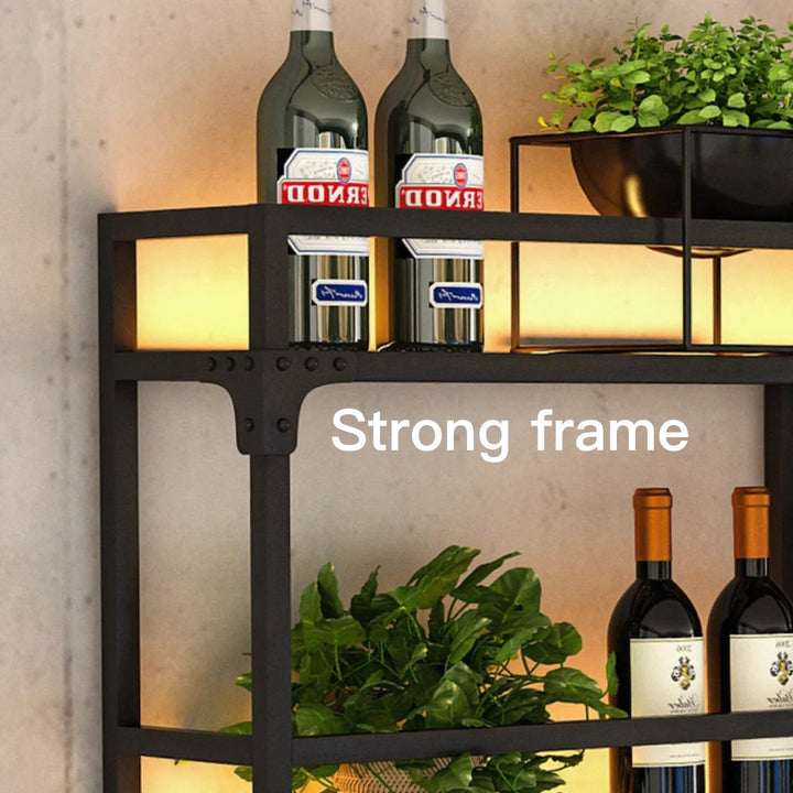 Simple Wall Mount Wine Rack Black Metal Liquor Rack