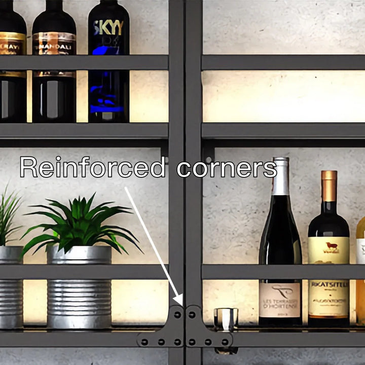Simple Wall Mount Wine Rack Black Metal Liquor Rack