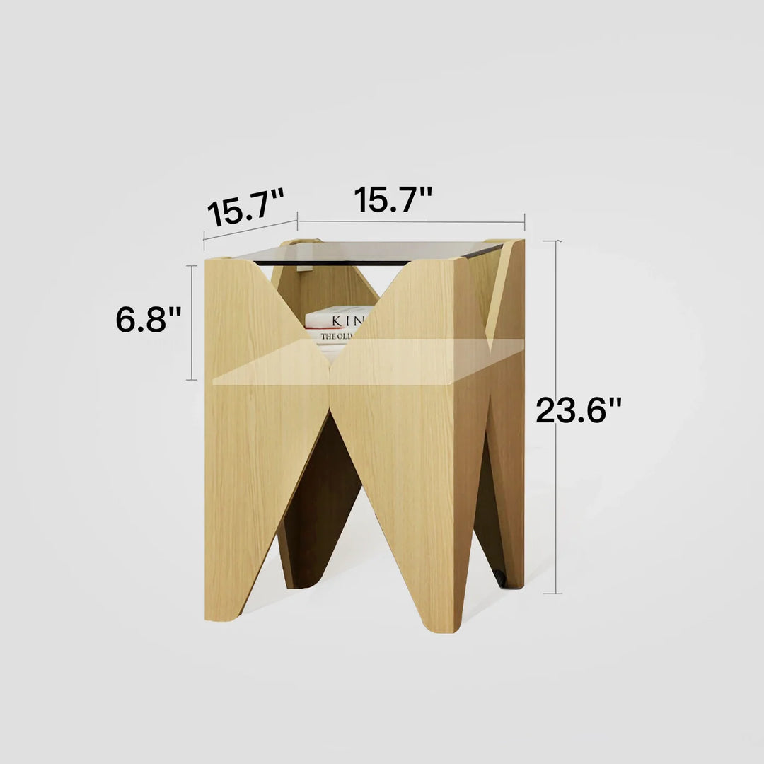 Modern Wood Pet Rest X-Shaped Side Table with Glass Top