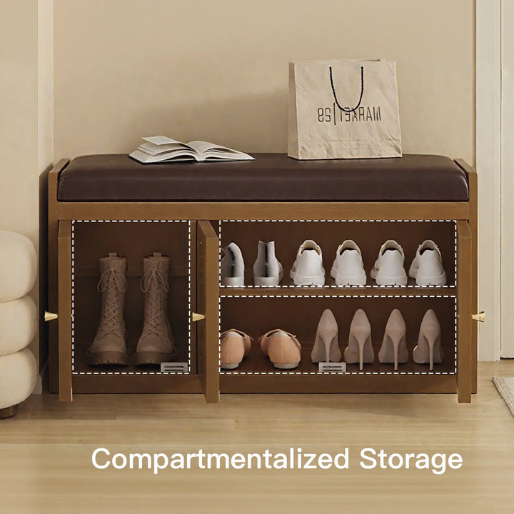 Vintage Shoe Storage Bench with Soft Cushion for Hallway