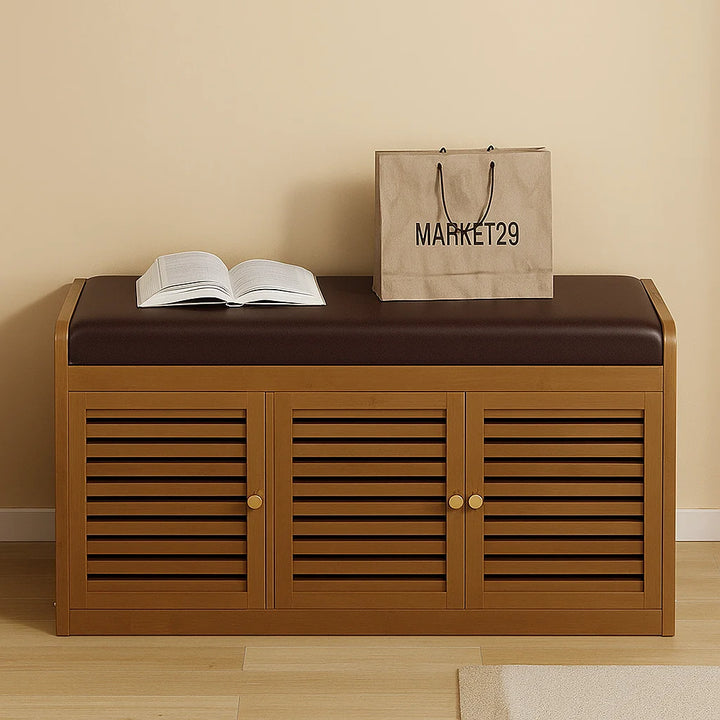Vintage Shoe Storage Bench with Soft Cushion for Hallway