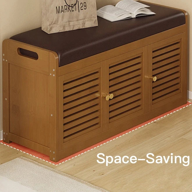 Vintage Shoe Storage Bench with Soft Cushion for Hallway