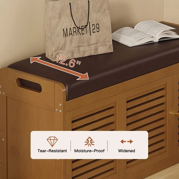 Vintage Shoe Storage Bench with Soft Cushion for Hallway