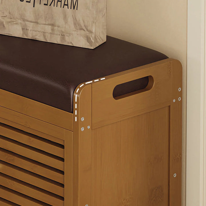 Vintage Shoe Storage Bench with Soft Cushion for Hallway